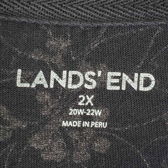 Lands End Shirt Women's Plus Size 2X Navy Blue Floral Short Sleeve Tee Cotton - Picture 6 of 9